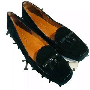 Gentle Souls Your Essex Black Leather Suede Slip-on Bow Loafers Womens 9 M ~ EUC